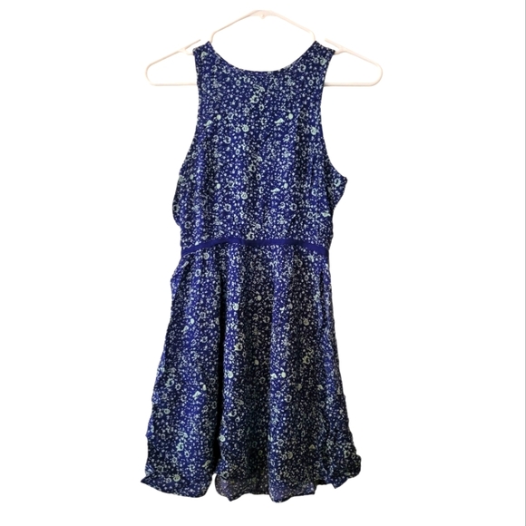 Delias Blue And Yellow Floral Zipper Back 100% Rayon Dress Size Small - Picture 1 of 8